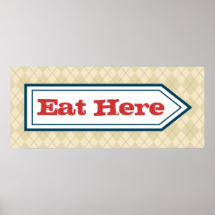 Retro Eat Hier Sign Poster
