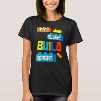 Retro Eat Sleep Build Herhaal Master Builders Buil T-shirt