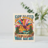 Retro Eat Sleep Camp Herhalen Briefkaart (Staand voorkant)