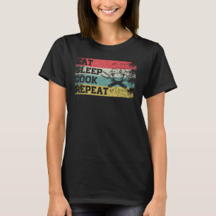 retro Eat Sleep Cook Herhalen Funny Cooking T-shirt