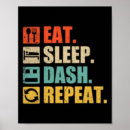 Retro Eat Sleep Dash Repeat Video Game  Poster (Voorkant)