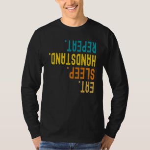 Retro Eat Sleep Handstandaard Herhalen Gymnastiek T-shirt