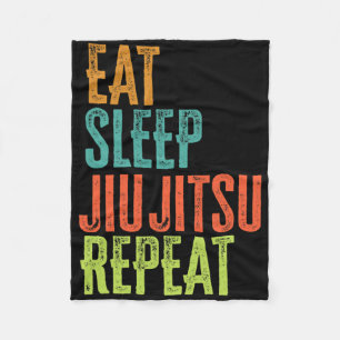 Retro Eat Sleep Jiu Jitsu Herhaal Martial Art Subm Fleece Deken