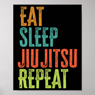Retro Eat Sleep Jiu Jitsu Herhaal Martial Art Subm Poster