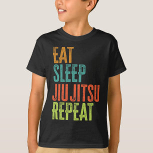 Retro Eat Sleep Jiu Jitsu Herhaal Martial Art Subm T-shirt