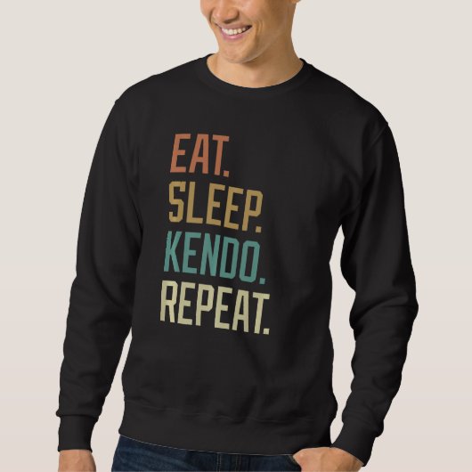 Retro Eat Sleep Kendo Herhaal Trui (Voorkant)