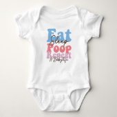 Retro Eat Sleep Poop Herhaal Baby odysuit Romper (Voorkant)