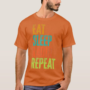 Retro Eat Sleep Radio Herhalen Draadloze chatroom T-shirt