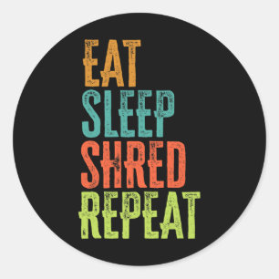 Retro Eat Sleep Shred Herhaal Snowboarden Surfen Ronde Sticker