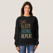 Retro Eat Sleep Skiing Herhaal  Trui (Voorkant volledig)