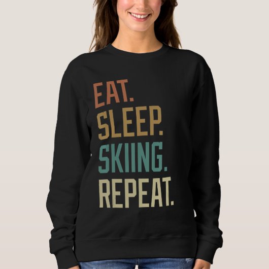 Retro Eat Sleep Skiing Herhaal  Trui (Voorkant)