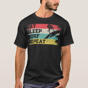 Retro Eat Sleep Surf Herhaal Surfen Surfer T-shirt