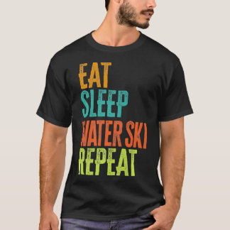 Retro Eat Sleep Water Ski Herhaal Jet Skier Boat W T-shirt