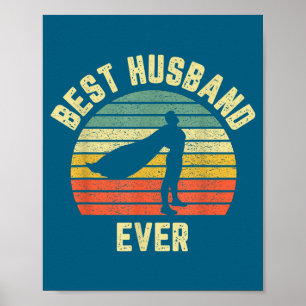 Retro echtgenoot ooit superheld leuk illustratie poster