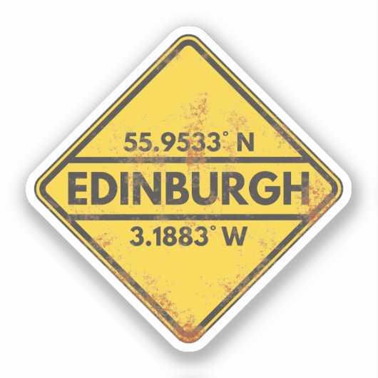Retro Edinburgh Coördinaten Rusty Metal Sign Sticker (Voorkant)