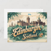 Retro Edinburgh Escape Briefkaart (Voorkant / Achterkant)