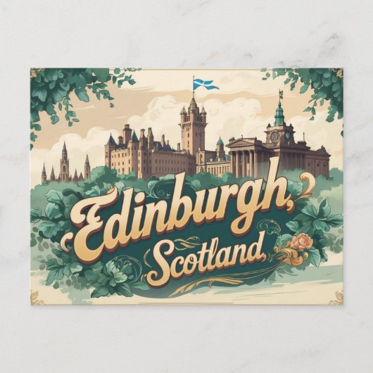 Retro Edinburgh Ontsnapping Briefkaart (Voorkant)