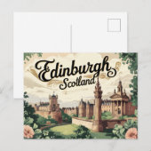Retro Edinburgh Uitzichten Briefkaart (Voorkant / Achterkant)
