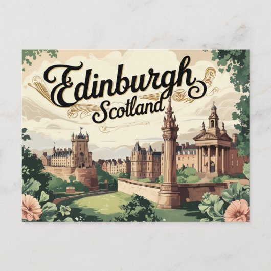 Retro Edinburgh Views Briefkaart (Voorkant)