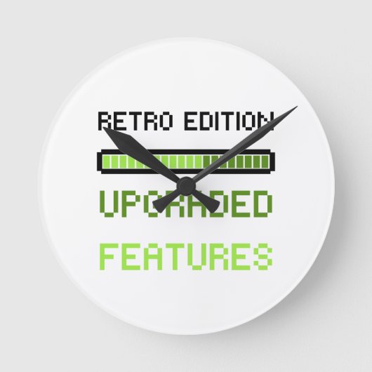 Retro Edition Upgraded Features Pixel Art Gaming  Ronde Klok (Voorkant)