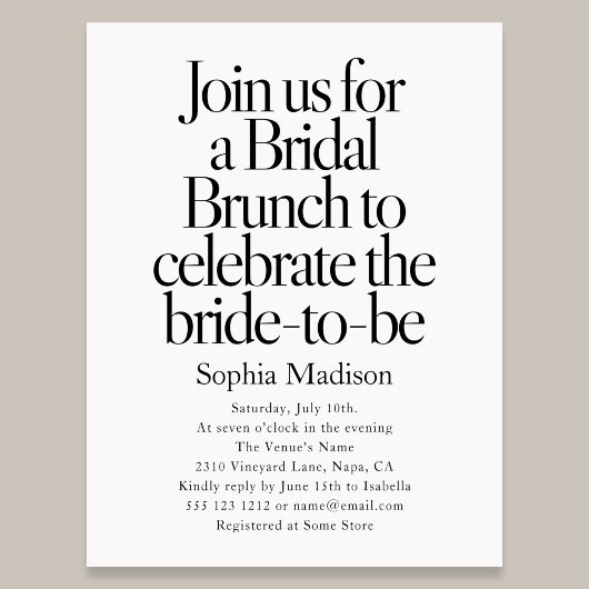 Retro Editorial Bold Bridal Shower Brunch Uitnodiging Briefkaart