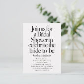 Retro Editorial Bold Bridal Shower Uitnodiging Briefkaart (Staand voorkant)