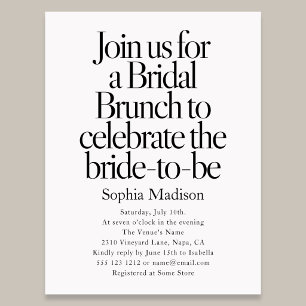 Retro Editorial Bold Bruidsfeest Brunch Uitnodiging Briefkaart
