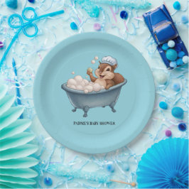 Retro Eekhoorn Baby Shower Papieren Bordje