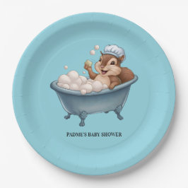 Retro Eekhoorn Baby Shower Papieren Bordje