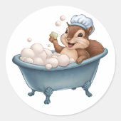 Retro eekhoorn Baby shower Ronde Sticker (Voorkant)