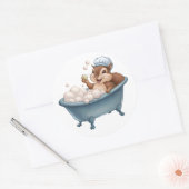 Retro eekhoorn Baby shower Ronde Sticker (Envelop)