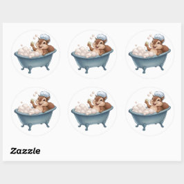 Retro eekhoorn Baby shower Ronde Sticker