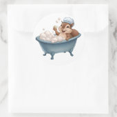Retro eekhoorn Baby shower Ronde Sticker (Tas)