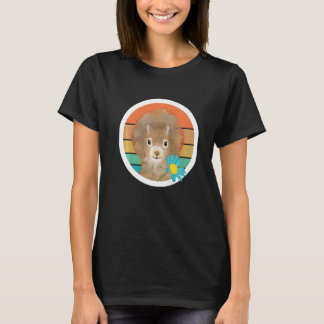 Retro  eekhoorn met een bloem dames meisje t-shirt