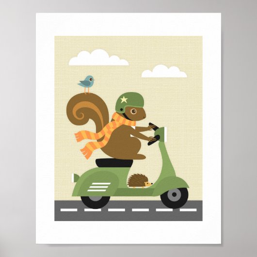 Retro Eekhoorn Poster Print (Voorkant)