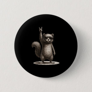 Retro Eekhoorn Rock Muziek Grappig Gift Mannen Vro Ronde Button 5,7 Cm
