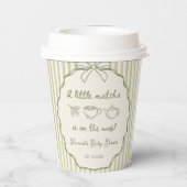 Retro Een beetje Matcha Tea Baby shower Papieren Bekers (Achterkant)