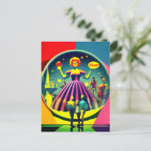 Retro Een bezoek aan het Circus Museum Pop Art Briefkaart (Staand voorkant)