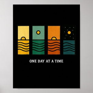 Retro één dag per keer Motivatie quote Retro S Poster