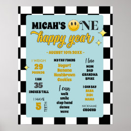 Retro Een Gelukkig Dude Eerste Verjaardag Mijlpaal Poster