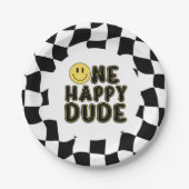 Retro Een Gelukkig Dude Eerste Verjaardagsfeestje Papieren Bordje (Voorkant)