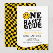 Retro Een Gelukkig Dude Gele Glimlach Jongen 1e Ve Kaart (Voorkant / Achterkant)