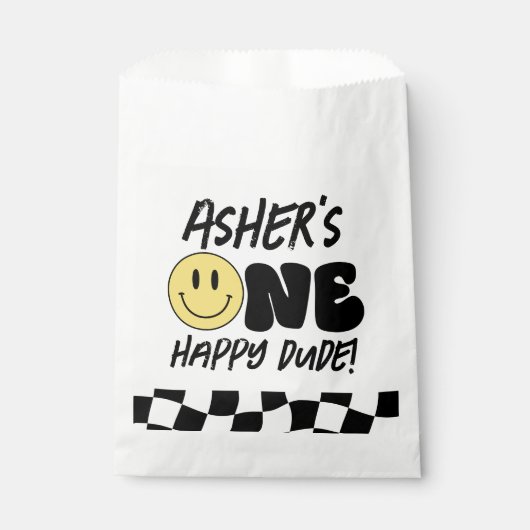 Retro Een Gelukkig Dude Gelukkig Gezicht Eerste Ve Bedankzakje (Voorkant)