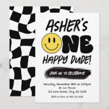 Retro Een Gelukkig Dude Gelukkig Gezicht Eerste Ve