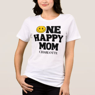 Retro Eén Gelukkige Moeder Lachend Gezicht Verjaar Tri-Blend Shirt