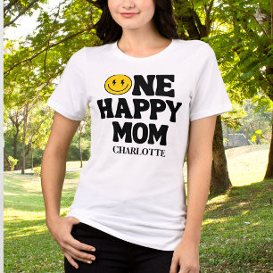 Retro Eén Gelukkige Moeder Lachend Gezicht Verjaar Tri-Blend Shirt