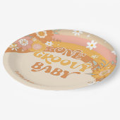 Retro één groovy baby verjaardag papieren bordje (Gekanteld)