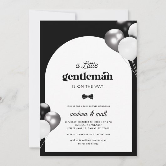 Retro Een Kleine Gentleman Bow Stropdas Boy Baby s Kaart (Voorkant)