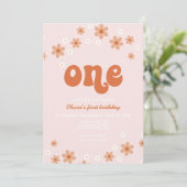 Retro een maisy boho eerste verjaardag uitnodiging (Staand voorkant)