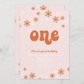 Retro een maisy boho eerste verjaardag uitnodiging (Voorkant / Achterkant)